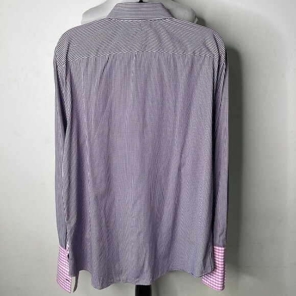 Paul Smith Men's Purple White Checkered Button Down Long Sleeve Shirt 17 1/2 - Picture 3 of 9